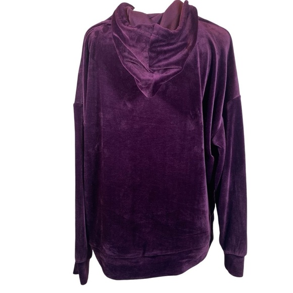 Green Tea Hoodie sz Large Comfy Mediumweight Velour Wine/Purple Long Sleeve Warm - Picture 4 of 10